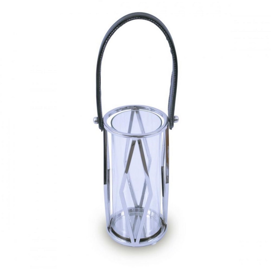 Lantern FRAGIL 26 cm shiny chrome/black