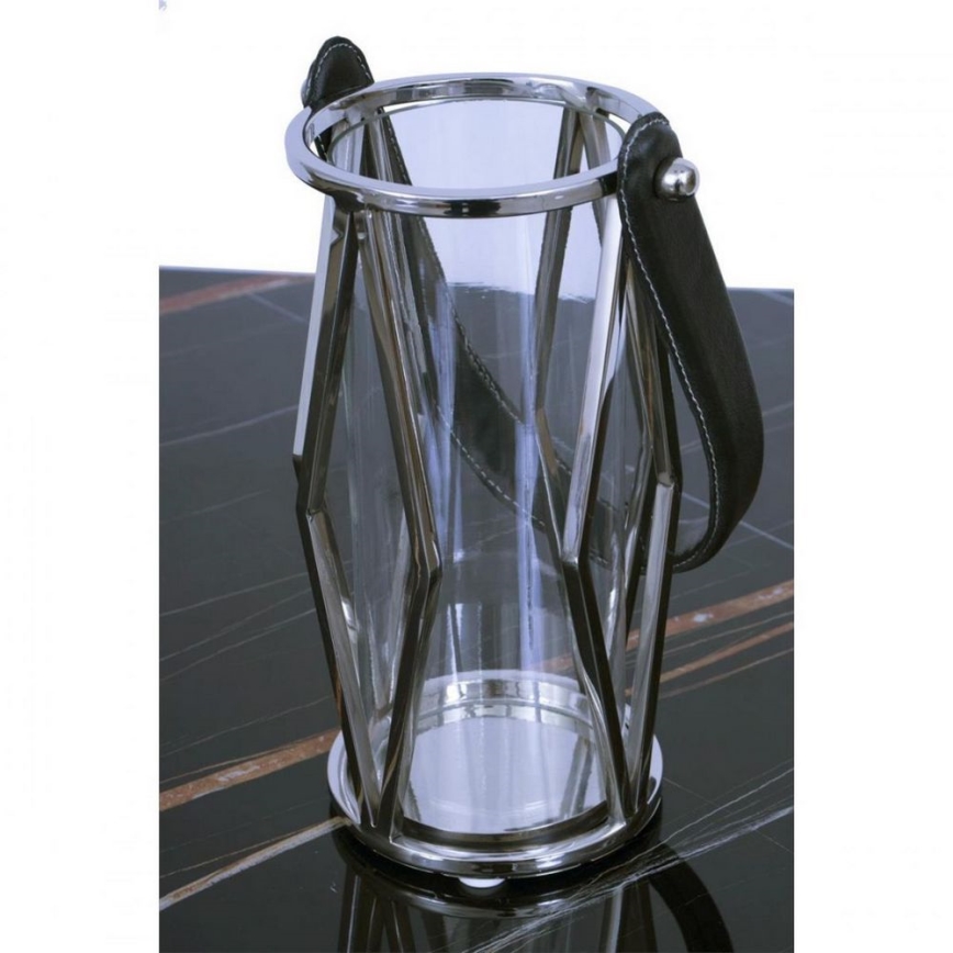 Lantern FRAGIL 26 cm shiny chrome/black