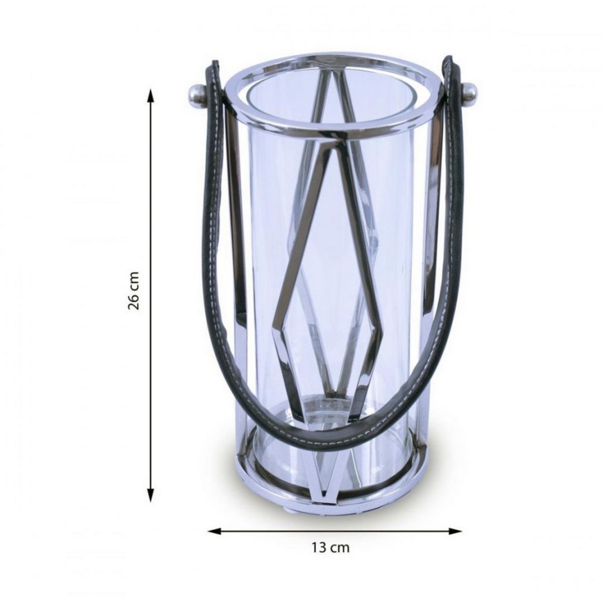 Lantern FRAGIL 26 cm shiny chrome/black