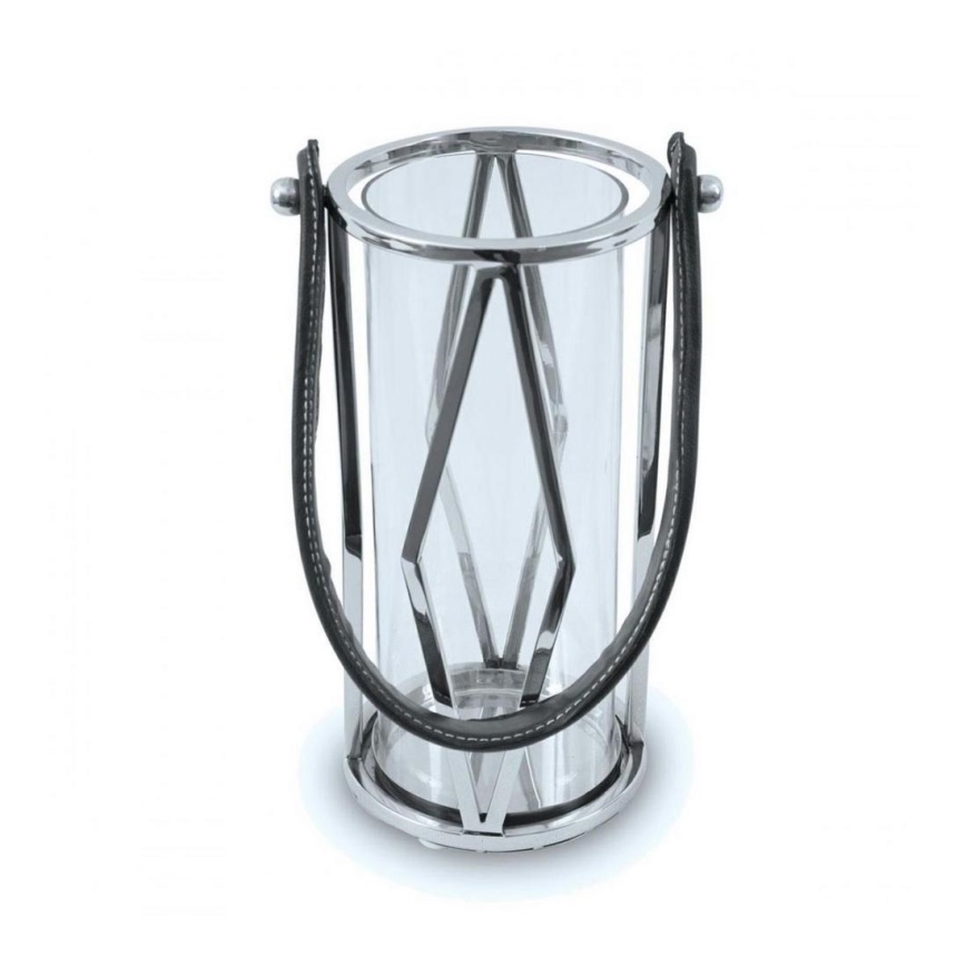 Lantern FRAGIL 26 cm shiny chrome/black