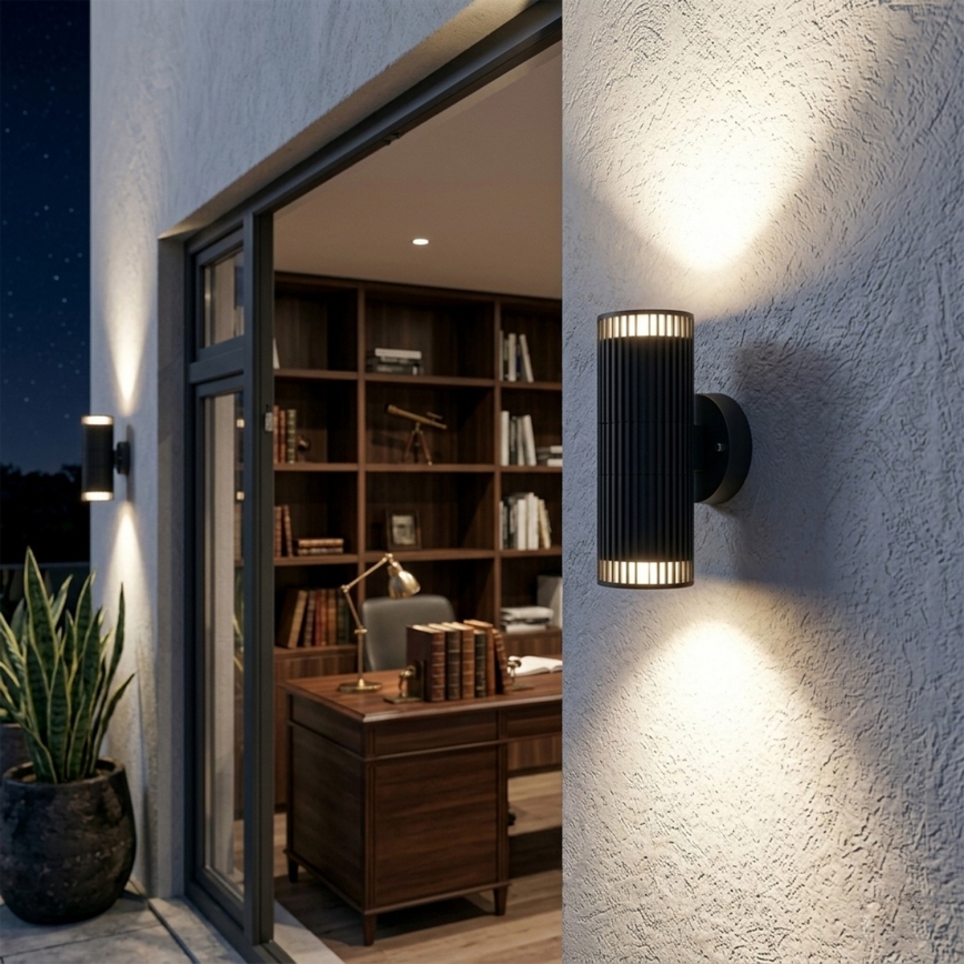 LANTHEA Outdoor Wall Spotlight 2xGU10/11W/230V IP44 Black