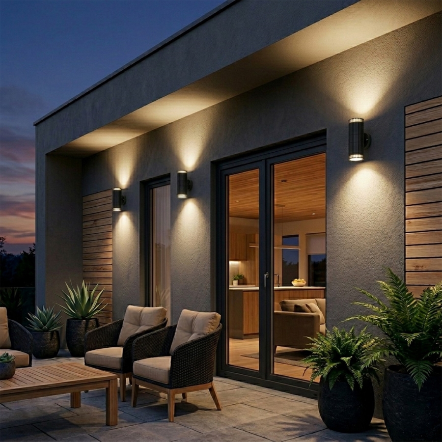 LANTHEA Outdoor Wall Spotlight 2xGU10/11W/230V IP44 Black
