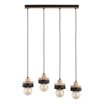 LARSO Cable-Suspended Chandelier 4xE27/15W/230V Black/Beige