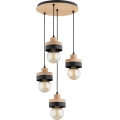 LARSO cable-suspended pendant light 4xE27/15W/230V black/beige
