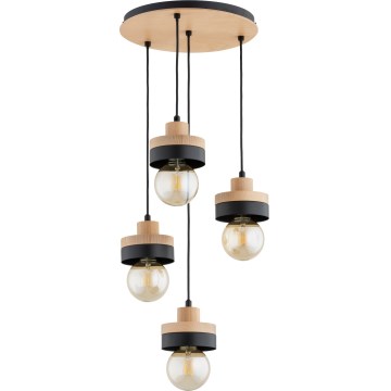 LARSO cable-suspended pendant light 4xE27/15W/230V black/beige