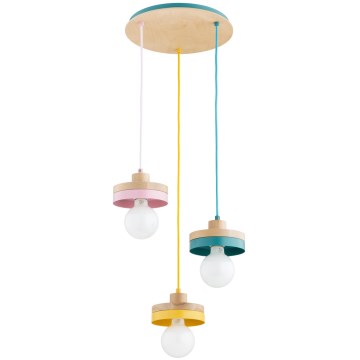 LARSO Cord-Hung Pendant Lamp, 3xE27/15W/230V, Multicolored