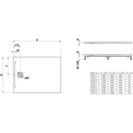 LAUFEN H2109580000001 - PRO rectangular shower tray 120x90 cm marbond/white