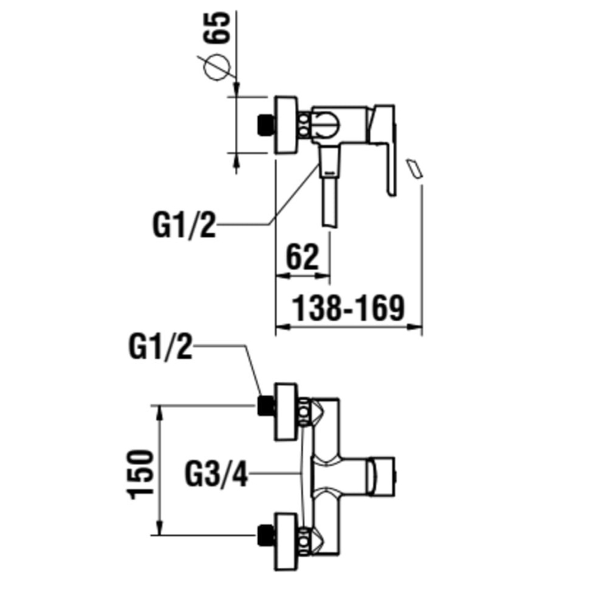 LAUFEN H3310810041311 - Shower set with tap LUA shiny chrome