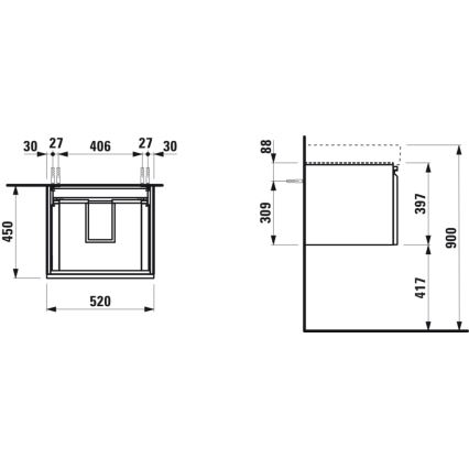 LAUFEN H4833510964751 - Bathroom cabinet for PRO 52 cm washbasin, white
