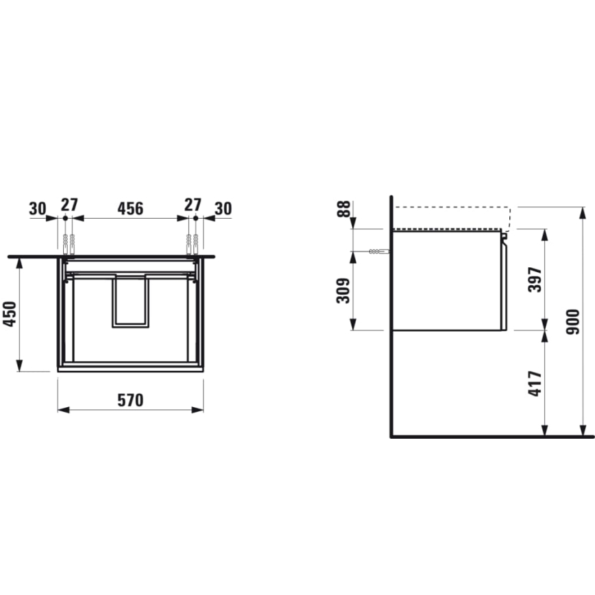 LAUFEN H4833720964791 - PRO 57 cm Vanity Unit for Washbasin, Oak