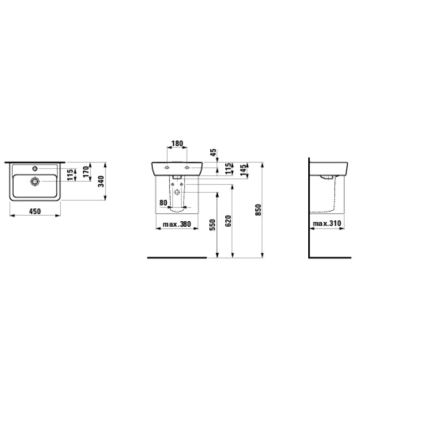 LAUFEN H8119510001041 - Countertop basin/wall-hung PRO 45x34 cm ceramics/white