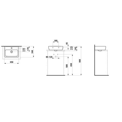 LAUFEN H8119520001041 - Countertop basin PRO 45x34 cm ceramics/white