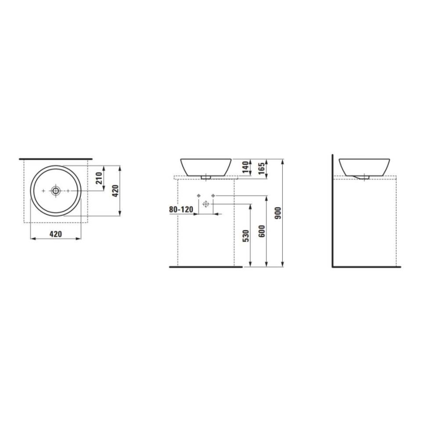 LAUFEN H8129620001091 - Countertop basin PRO d. 42 cm ceramics/white
