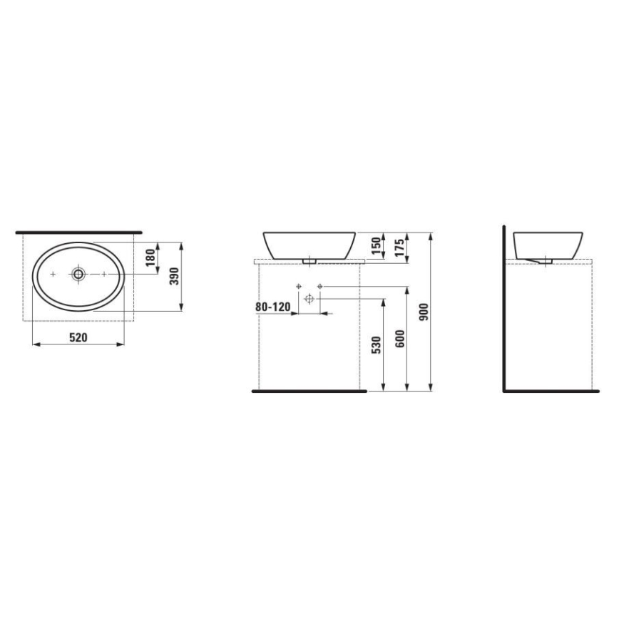LAUFEN H8129640001121 - Countertop basin PRO 52x39 cm ceramics/white