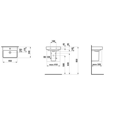 LAUFEN H8159610001041 - PRO countertop/wall-hung basin 45 x 34 cm ceramic/white