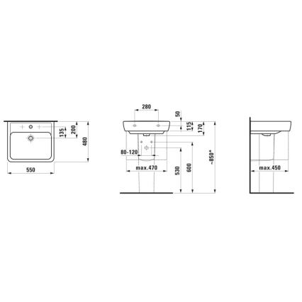 LAUFEN H8189510001041 - Countertop basin/wall-hung PRO 55x48 cm ceramics/white