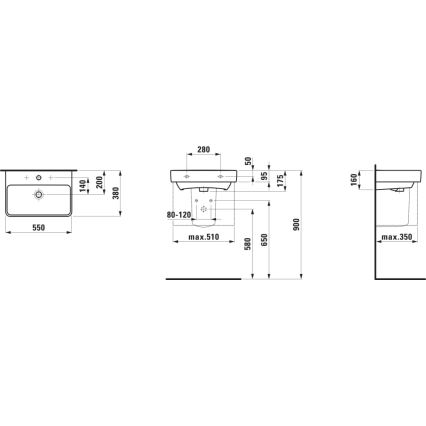 LAUFEN H8189580001041 - PRO countertop/wall-hung washbasin 55x38 cm ceramic/white