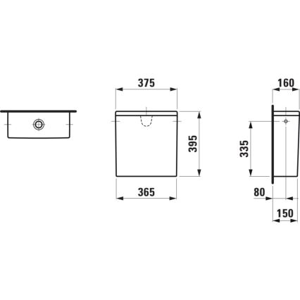 LAUFEN H8299520009721 - PRO Flush Cistern, Side Inlet, Ceramic/White