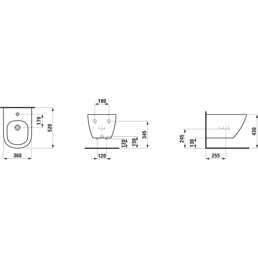 LAUFEN H8300810003021 - Wall-hung bidet LUA ceramics/white