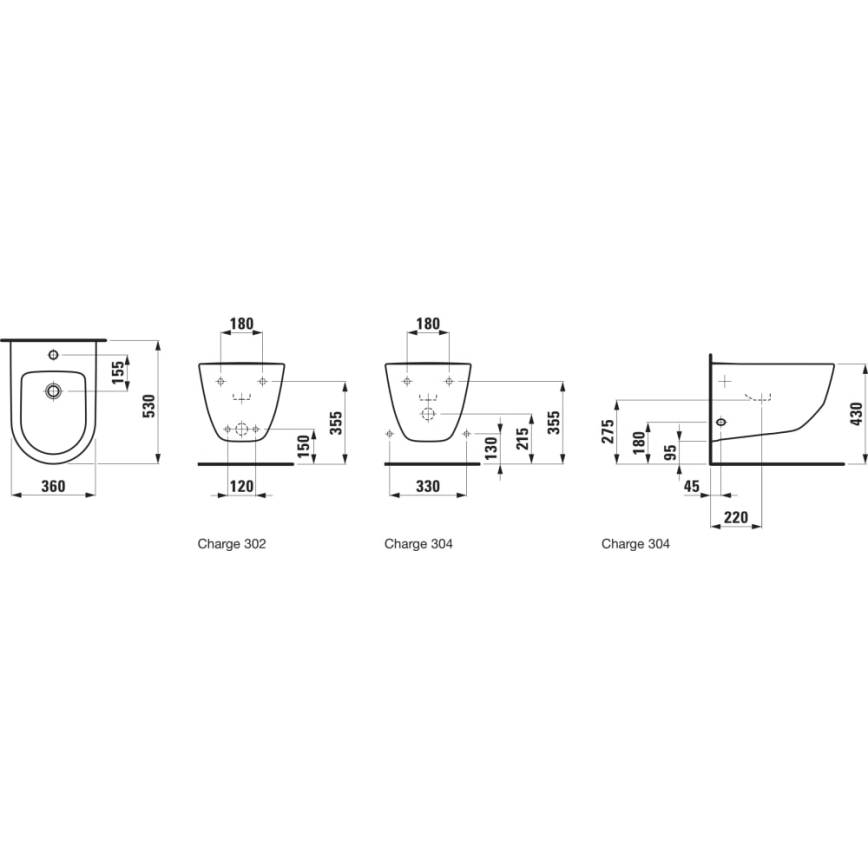 LAUFEN H8309520003021 - Wall-hung bidet PRO ceramics/white