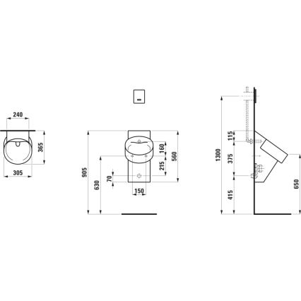 LAUFEN H8402850200001 - Urinal VAL rear inlet, rear outlet ceramic/glossy black