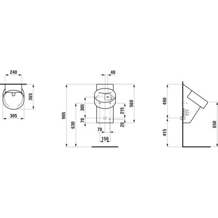 LAUFEN H8402867160001 - Urinal with VAL sensor (230 V), rear water inlet and rear waste outlet, ceramic, matte black