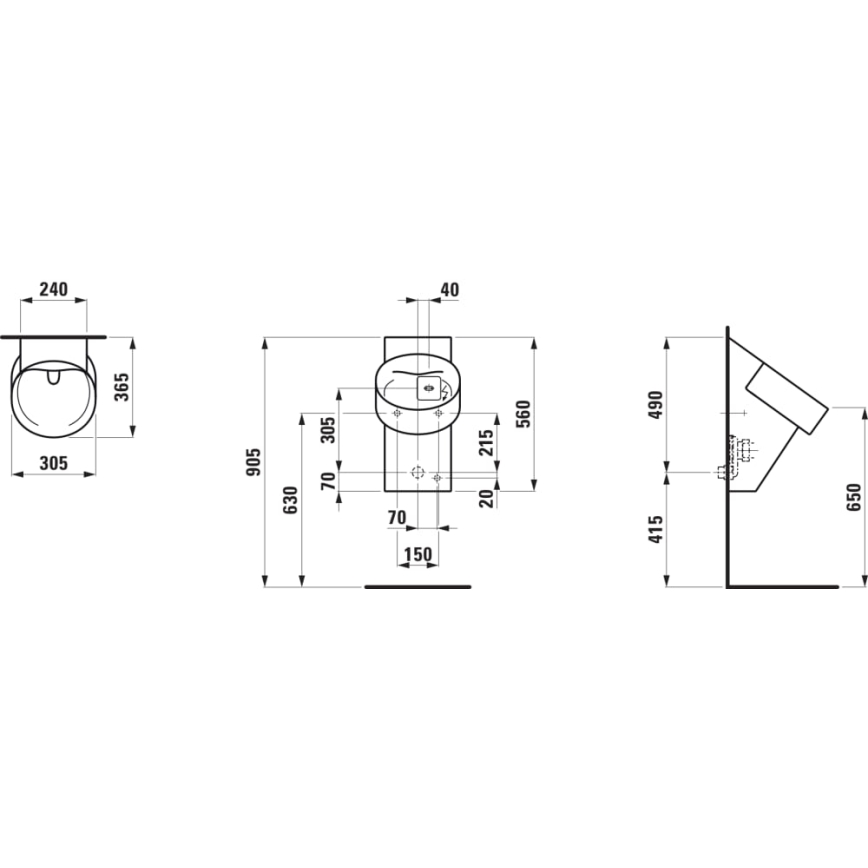 LAUFEN H8402867160001 - Urinal with VAL sensor (230 V), rear water inlet and rear waste outlet, ceramic, matte black