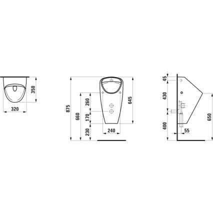 LAUFEN H8410610000001 - Urinal CAPRINO internal inlet, rear waste, ceramics/white