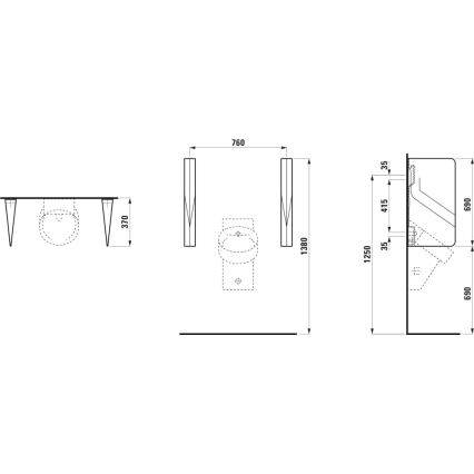 LAUFEN H8472807160001 - VAL Urinal Divider 69x37 cm, Ceramic / Matte Black