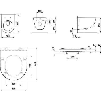 LAUFEN H8669530000001 - PRO wall-hung toilet, ceramic/white + SoftClose PRO toilet seat, duroplast/white