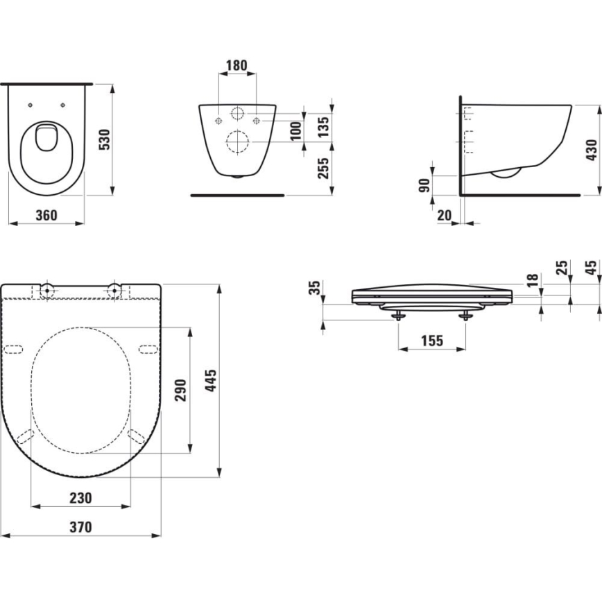 LAUFEN H8669530000001 - PRO wall-hung toilet, ceramic/white + SoftClose PRO toilet seat, duroplast/white