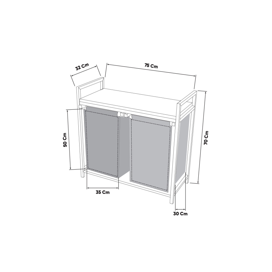 Laundry basket 75x70 cm black