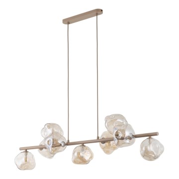 LAVA cable-suspended chandelier 9xG9/8W/230V beige/smoked beige