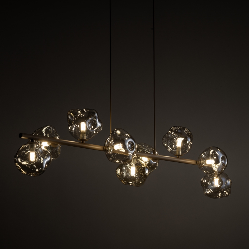 LAVA cable-suspended chandelier 9xG9/8W/230V beige/smoked beige