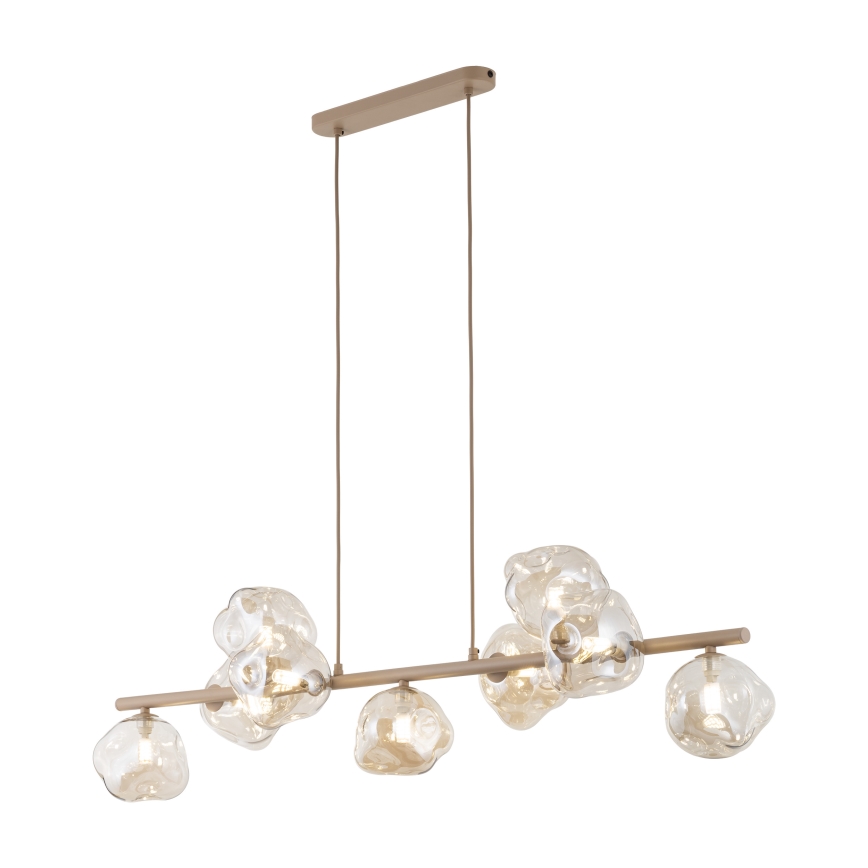 LAVA cable-suspended chandelier 9xG9/8W/230V beige/smoked beige