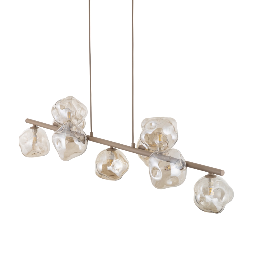 LAVA cable-suspended chandelier 9xG9/8W/230V beige/smoked beige