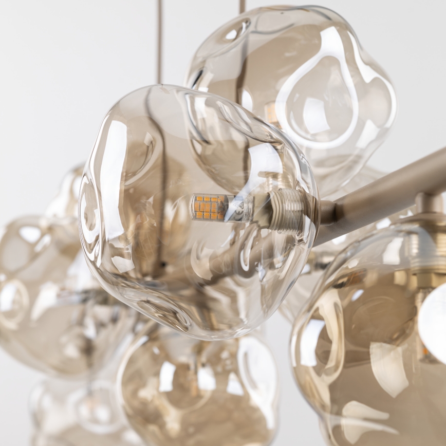 LAVA cable-suspended chandelier 9xG9/8W/230V beige/smoked beige