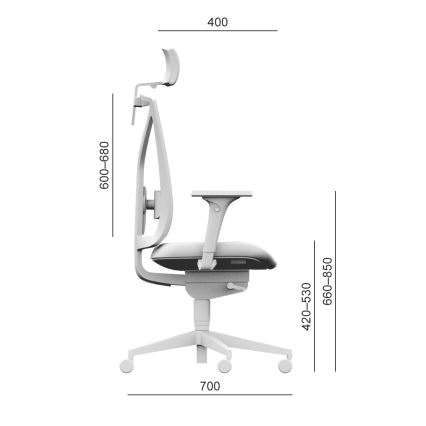 LD Seating - Office chair with headrest LEAF grey