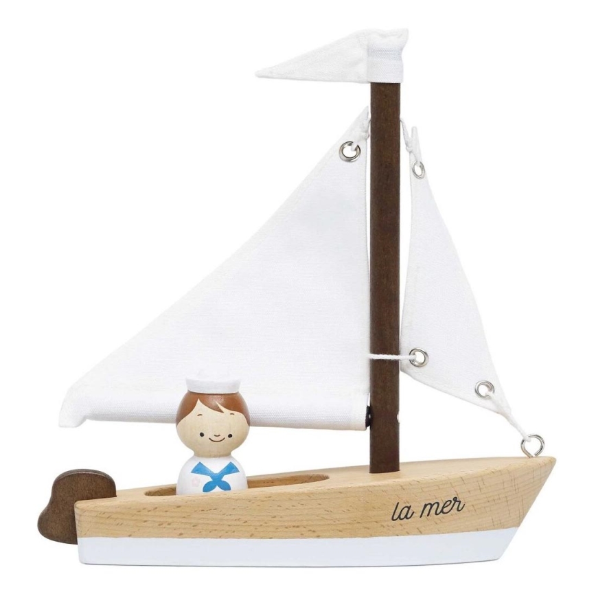 Le Toy Van - Wooden sailing boat with captain beech