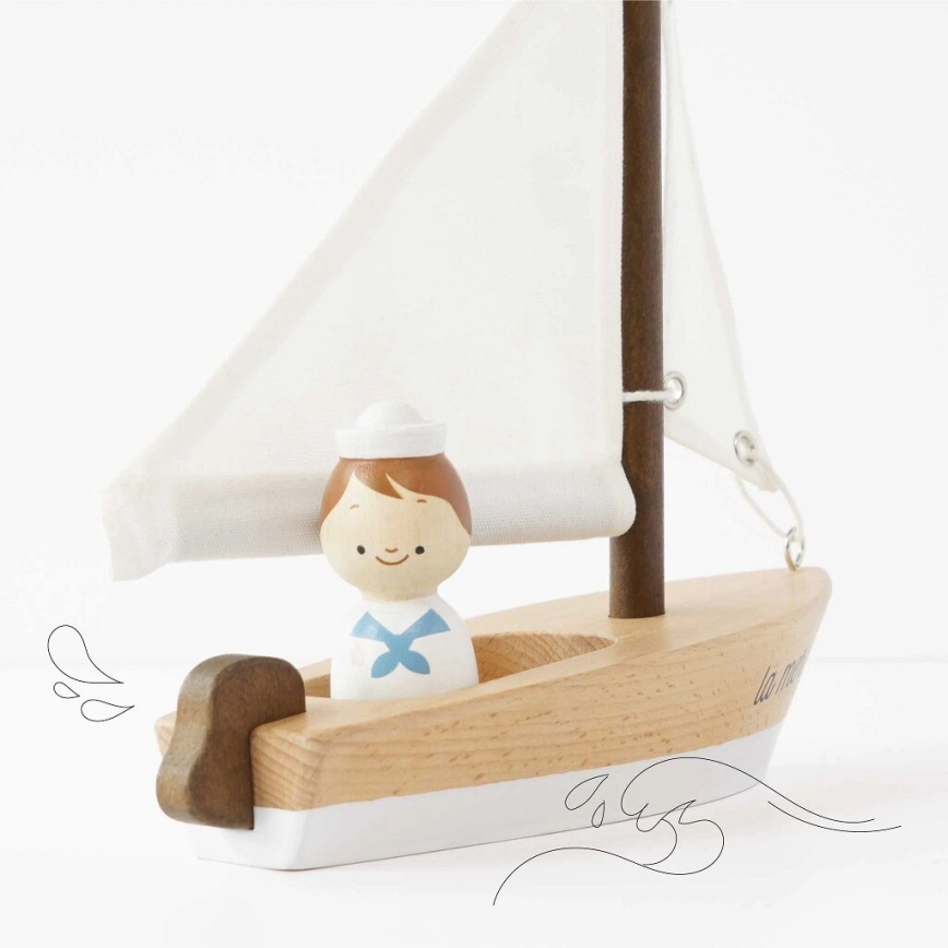 Le Toy Van - Wooden sailing boat with captain beech