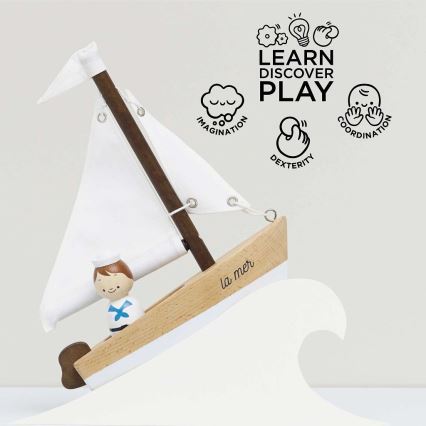 Le Toy Van - Wooden sailing boat with captain beech