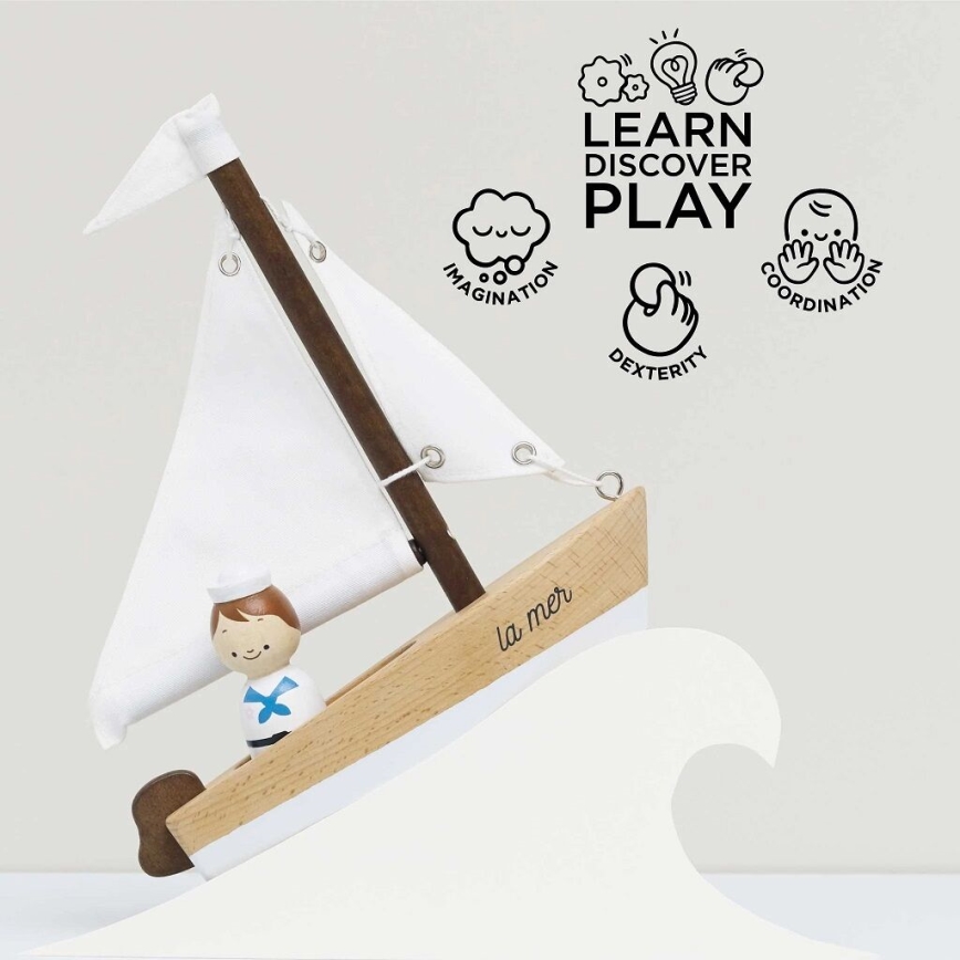 Le Toy Van - Wooden sailing boat with captain beech