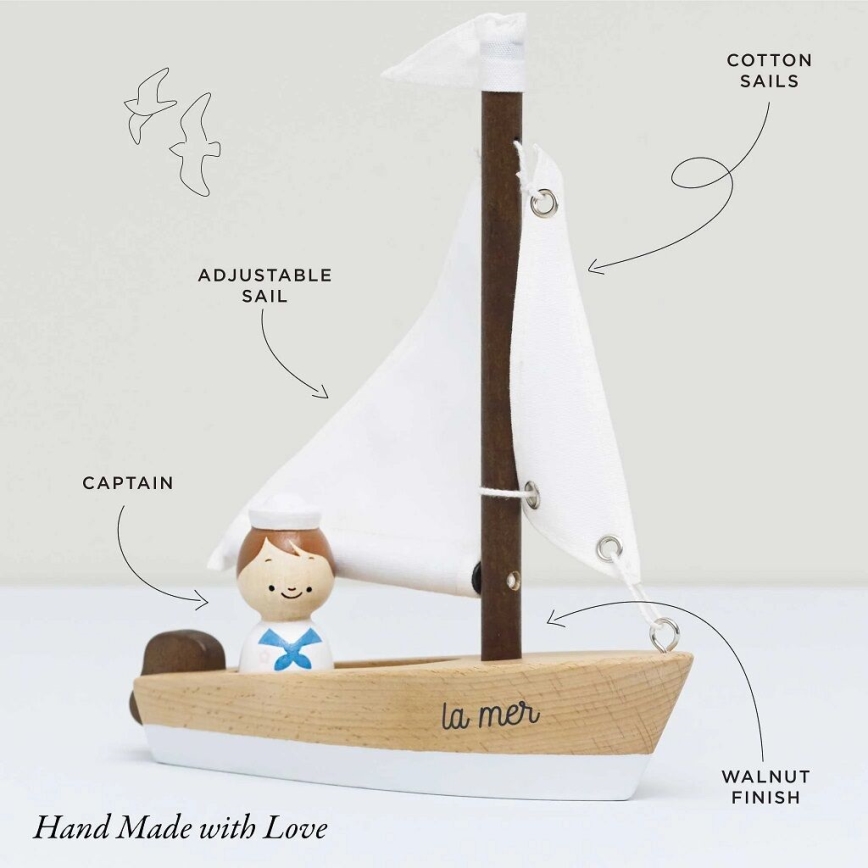 Le Toy Van - Wooden sailing boat with captain beech