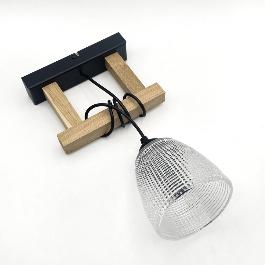 LEANDRA cable pendant light 1xE27/15W/230V oak/black