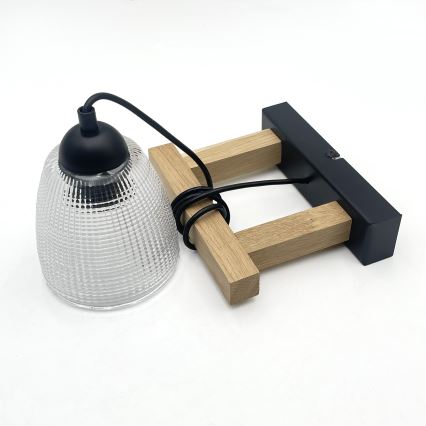 LEANDRA cable pendant light 1xE27/15W/230V oak/black