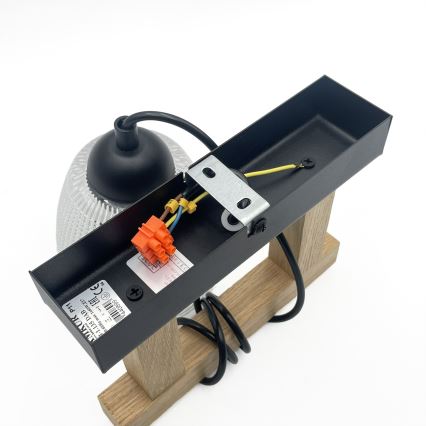 LEANDRA cable pendant light 1xE27/15W/230V oak/black