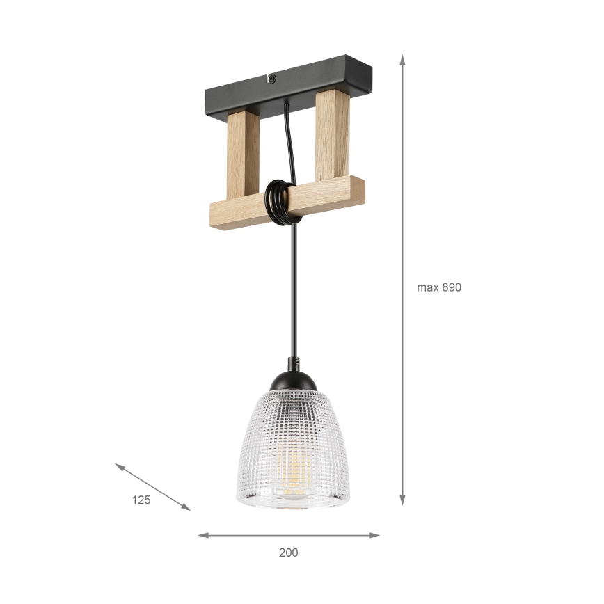 LEANDRA cable pendant light 1xE27/15W/230V oak/black