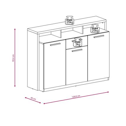 LEBY Chest of Drawers in Sonoma Oak/White