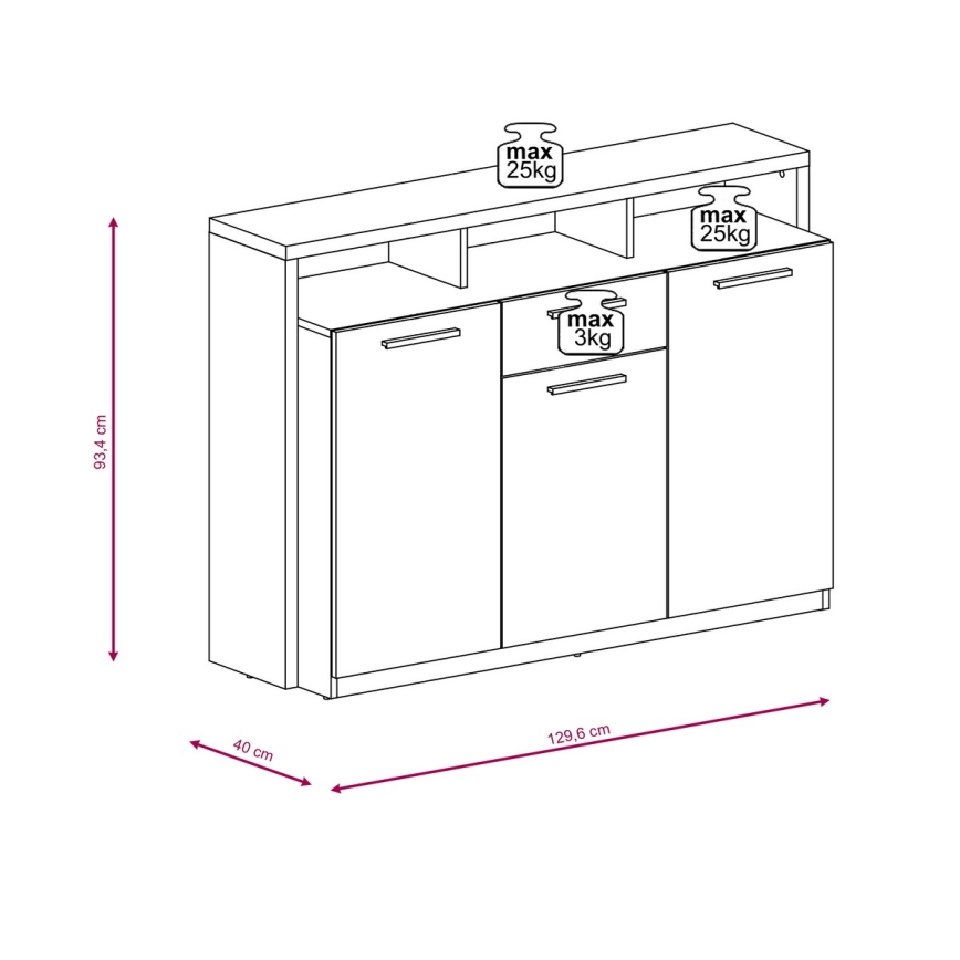 LEBY Chest of Drawers in Sonoma Oak/White
