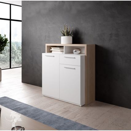 LEBY Chest of Drawers Sonoma Oak/White